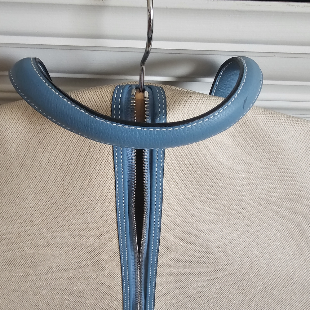 Hermes Travel Bag in Blue and Cream